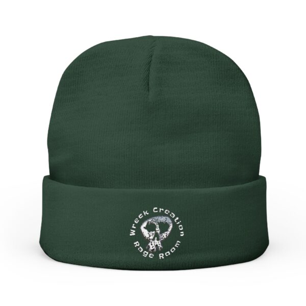 Skully Embroidered Knit Beanie, Warm Winter Hat, Streetwear Accessory, Cozy Gift, Unique Skull Design