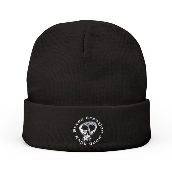 Skully Embroidered Knit Beanie, Warm Winter Hat, Streetwear Accessory, Cozy Gift, Unique Skull Design - Image 3